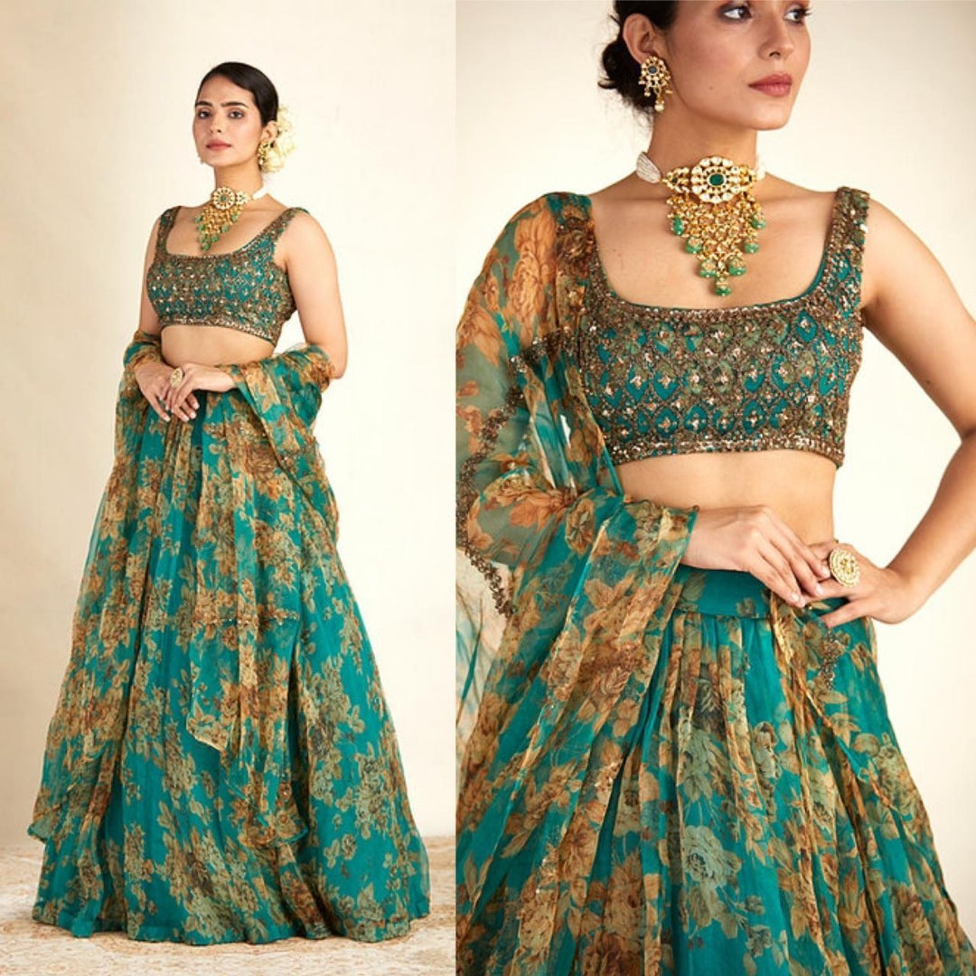 Rama organza embroidered with sequence work lehenga choli