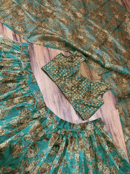 Rama organza embroidered with sequence work lehenga choli