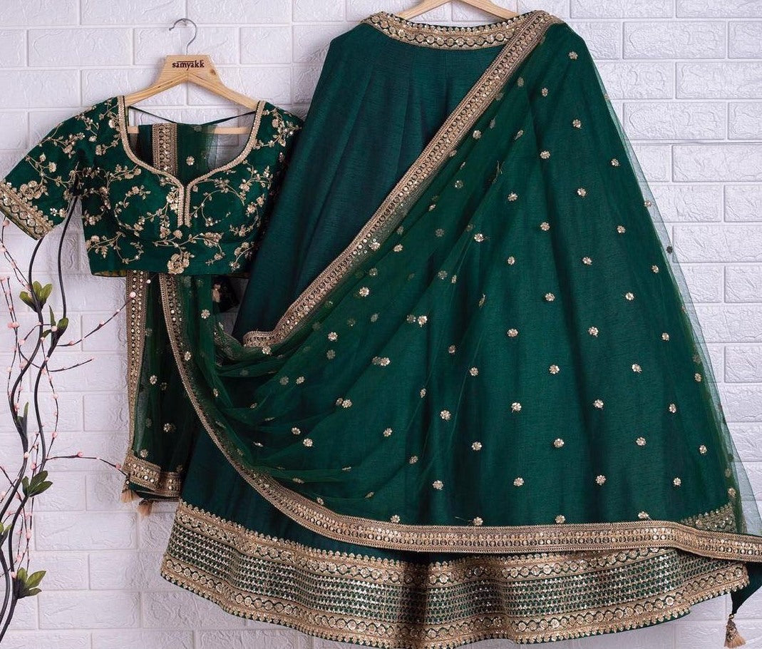 Rama phantom silk sequence embroidered work lehenga choli