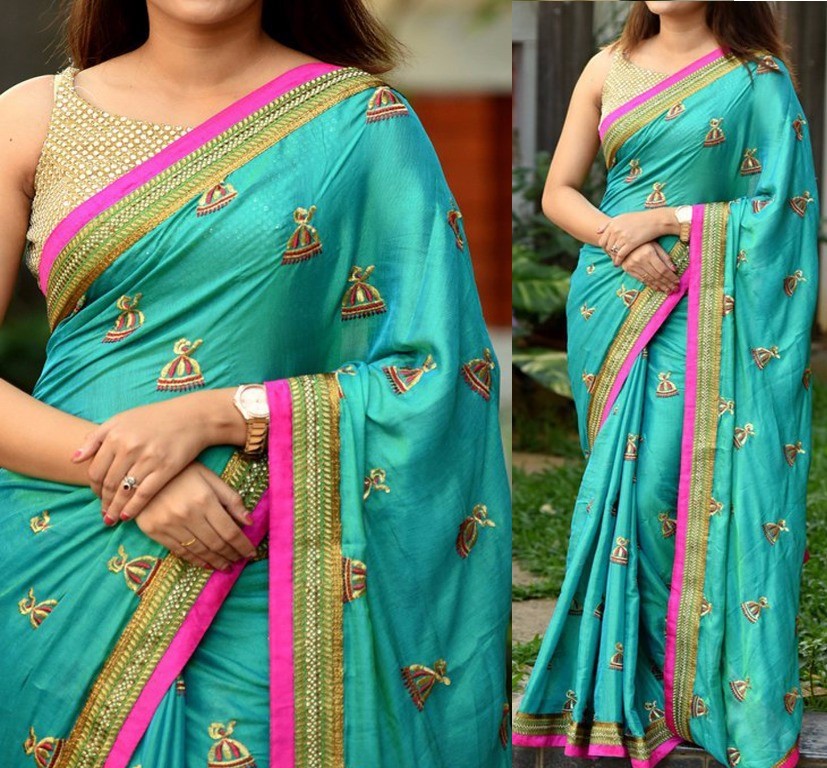 rama rangoli georgette silk embroidered festival wear saree