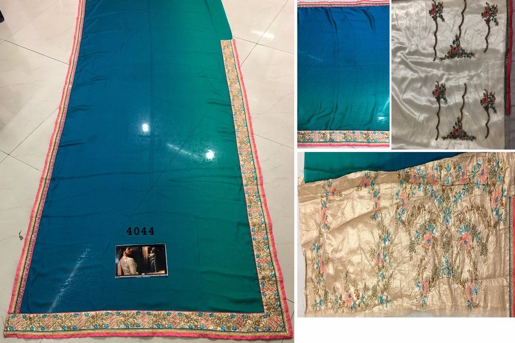 rama rangoli georgette silk embroidered wedding saree