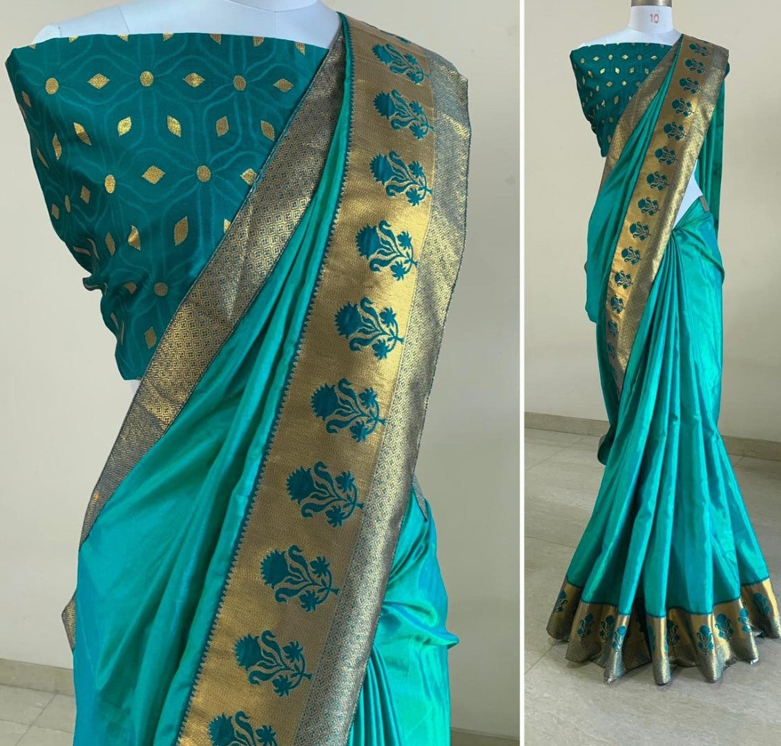 Rama sana silk jacquard weaving work ceremonial saree