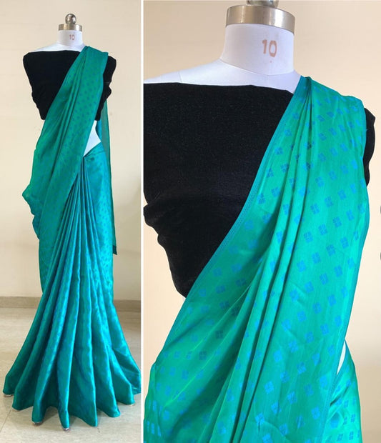 Rama satin jacquard saree