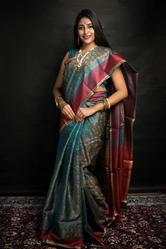 Rama soft Kanchipuram silk two tone saree