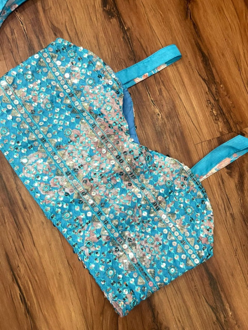 Rama tabby silk embroidered sharara suit with shrug