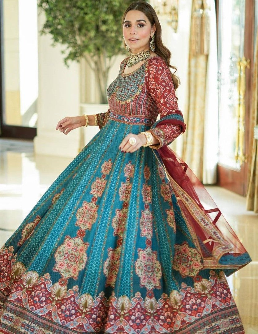 Rama taffeta silk printed gown