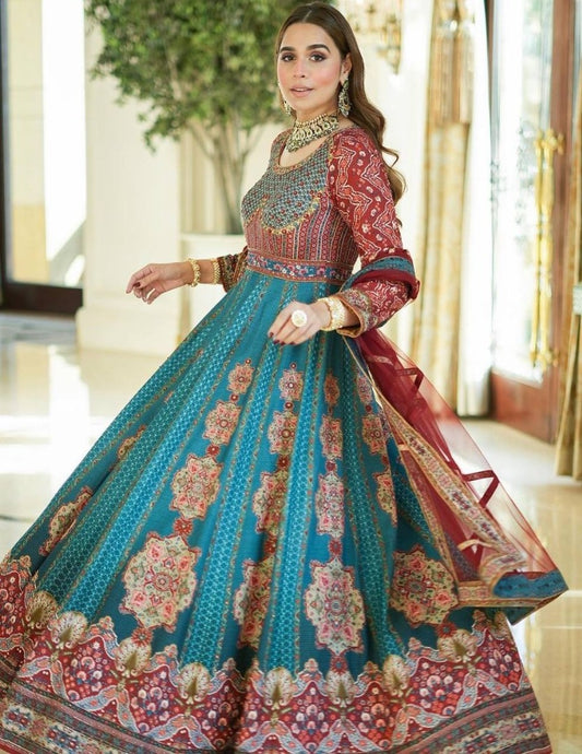 Rama taffeta silk printed gown