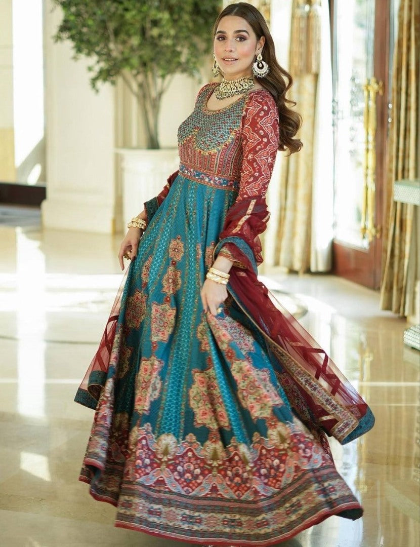 Rama taffeta silk printed gown