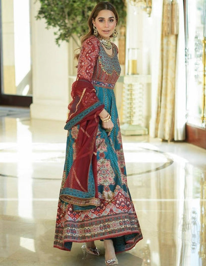 Rama taffeta silk printed gown