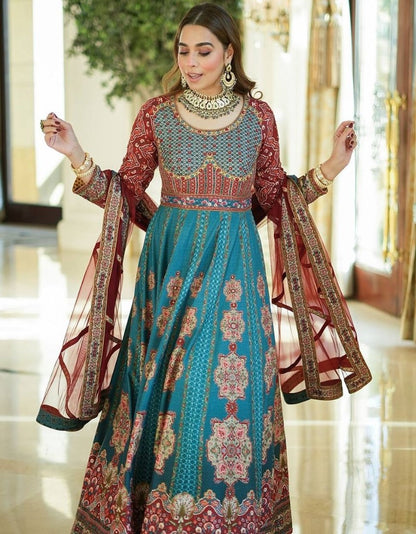 Rama taffeta silk printed gown