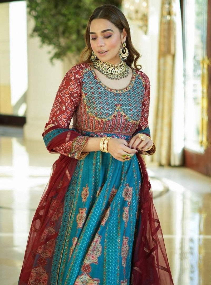 Rama taffeta silk printed gown