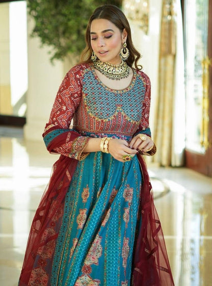 Rama taffeta silk printed gown