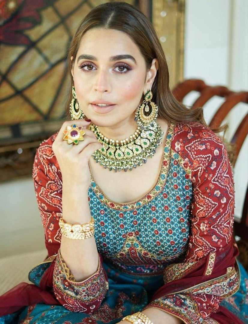 Rama taffeta silk printed gown