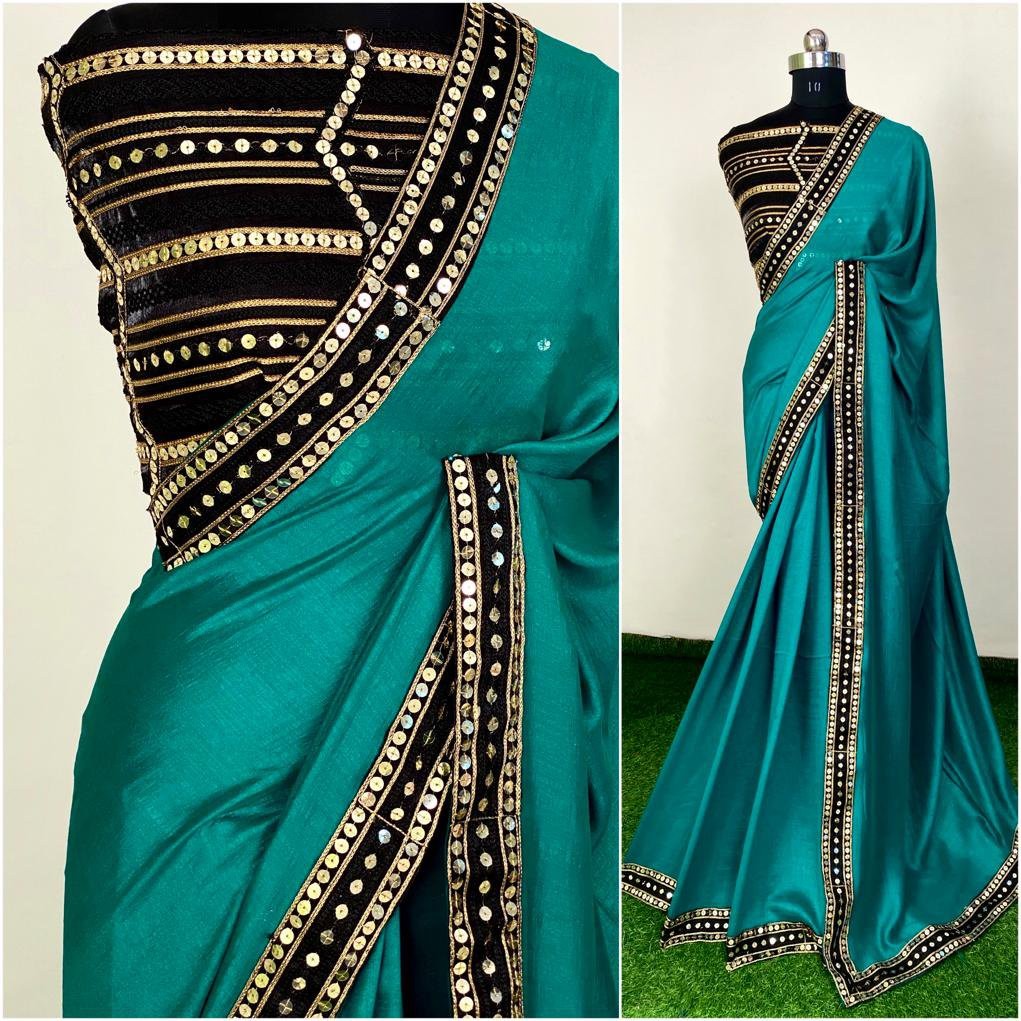 Rama vichitra silk sequence work partywear saree