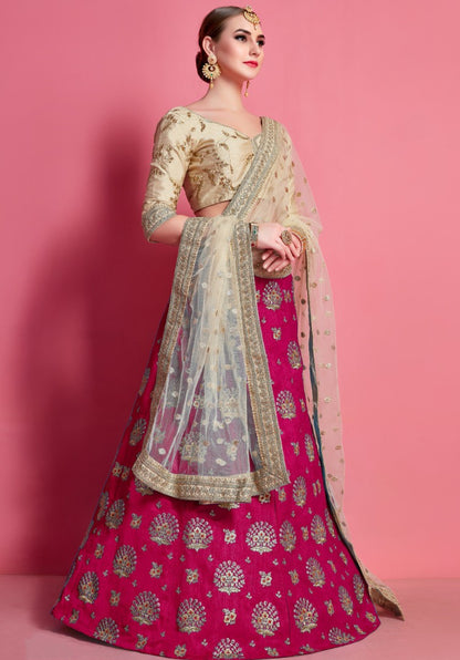 Rani art silk embroidered party wear lehenga choli