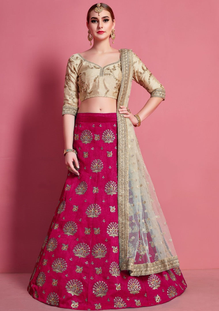Rani art silk embroidered party wear lehenga choli