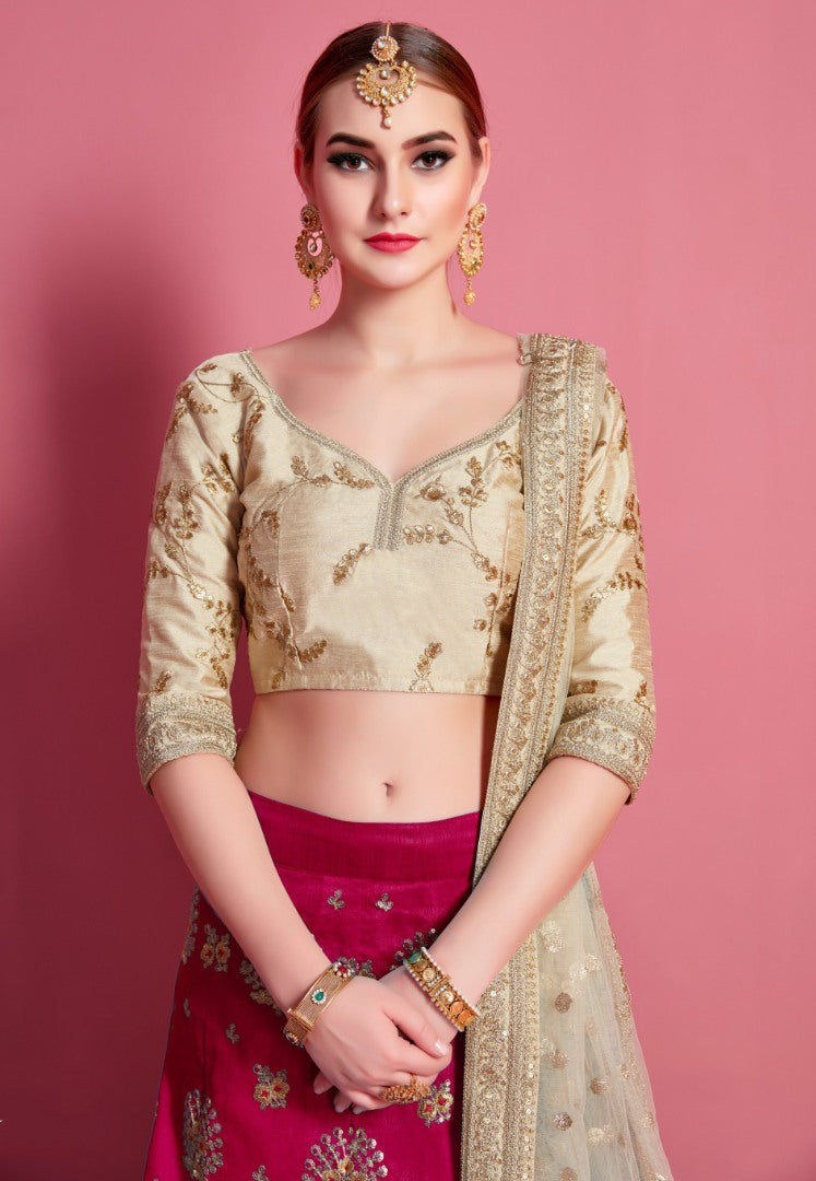 Rani art silk embroidered party wear lehenga choli