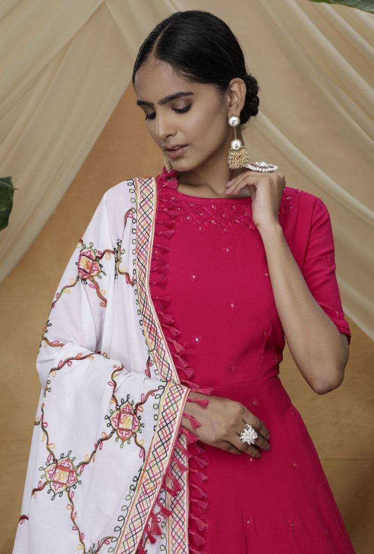 Rani diamond georgette embroidered anarkali gown