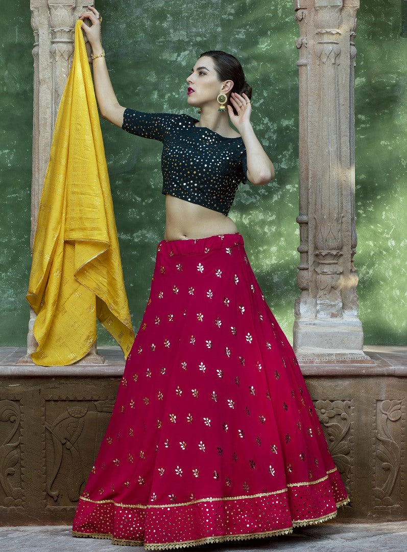 Rani georgette fancy sequence work bridal lehenga choli