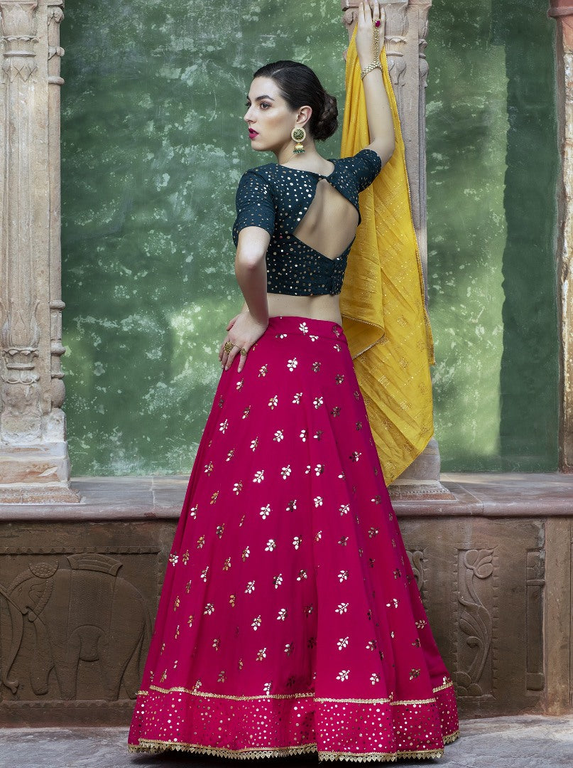 Rani georgette fancy sequence work bridal lehenga choli