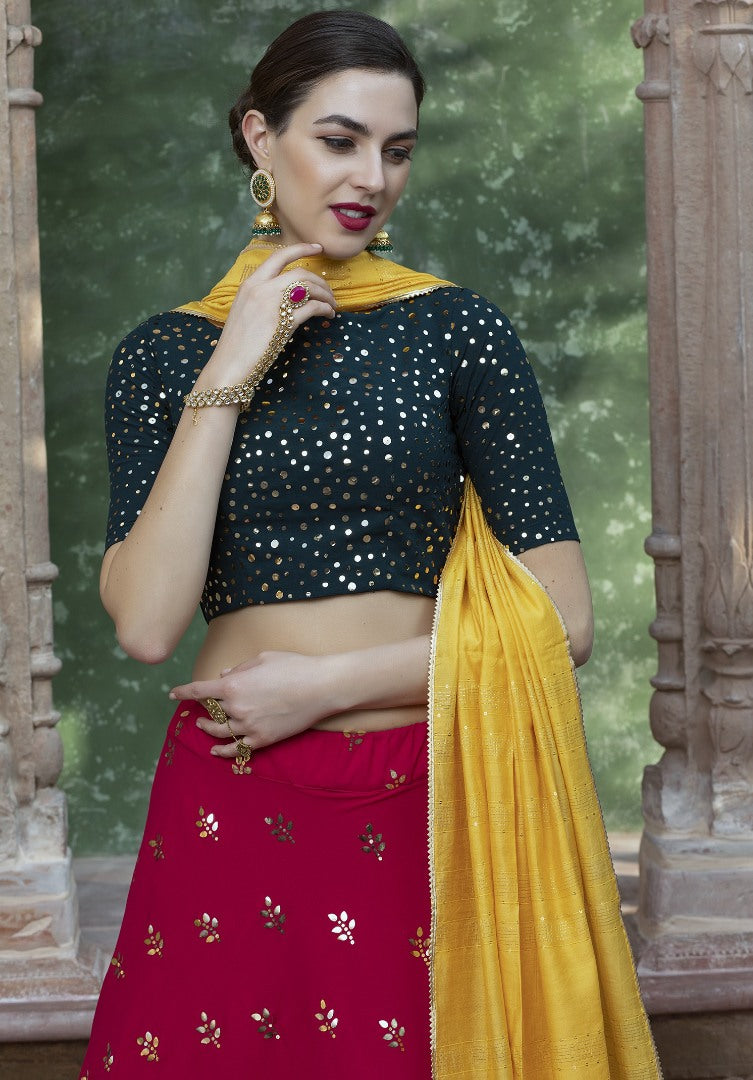 Rani georgette fancy sequence work bridal lehenga choli