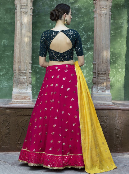 Rani georgette fancy sequence work bridal lehenga choli