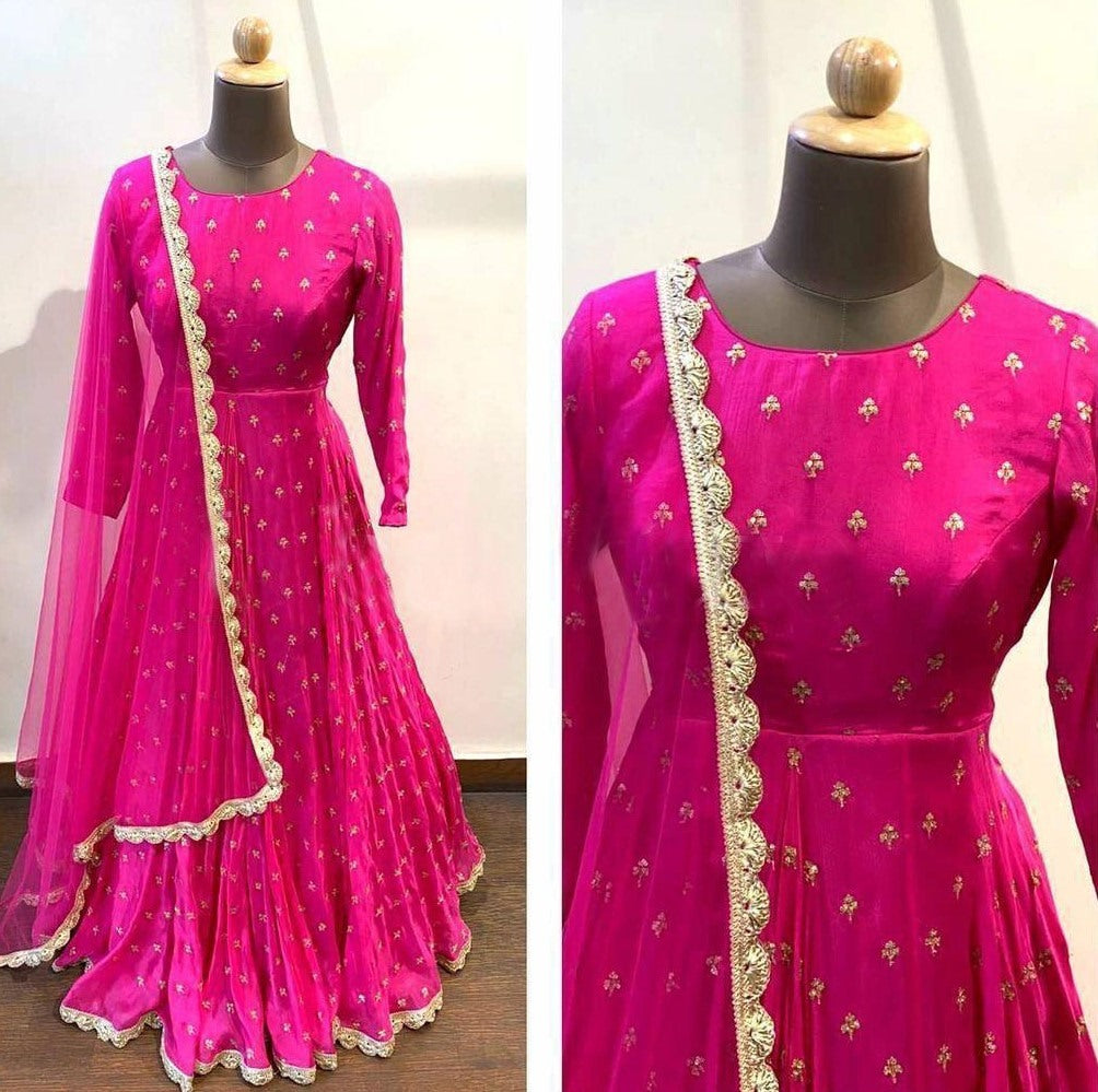 Rani pink georgette long anarkali gown