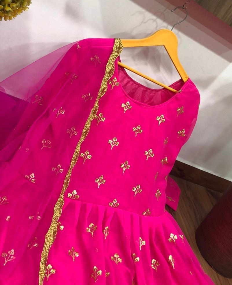 Rani pink georgette long anarkali gown