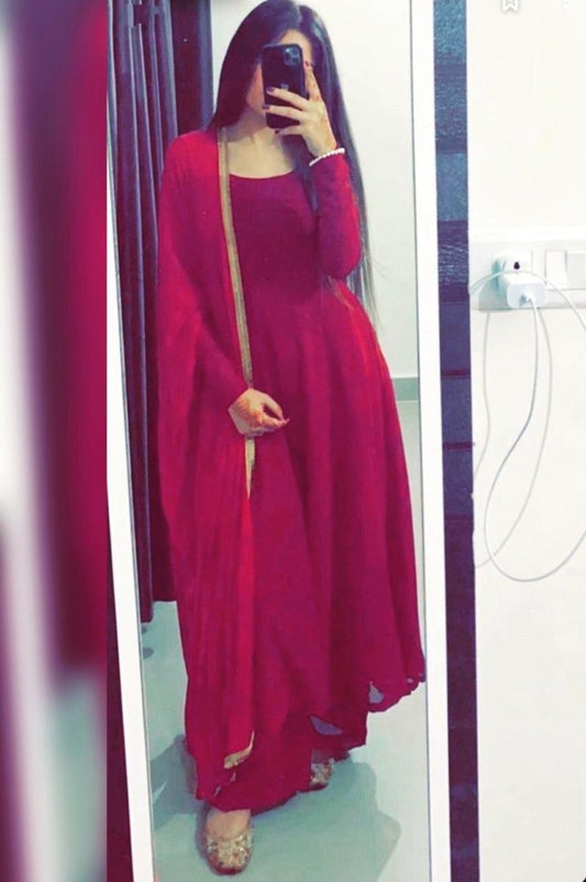 Rani pink georgette stylist anarkali suit