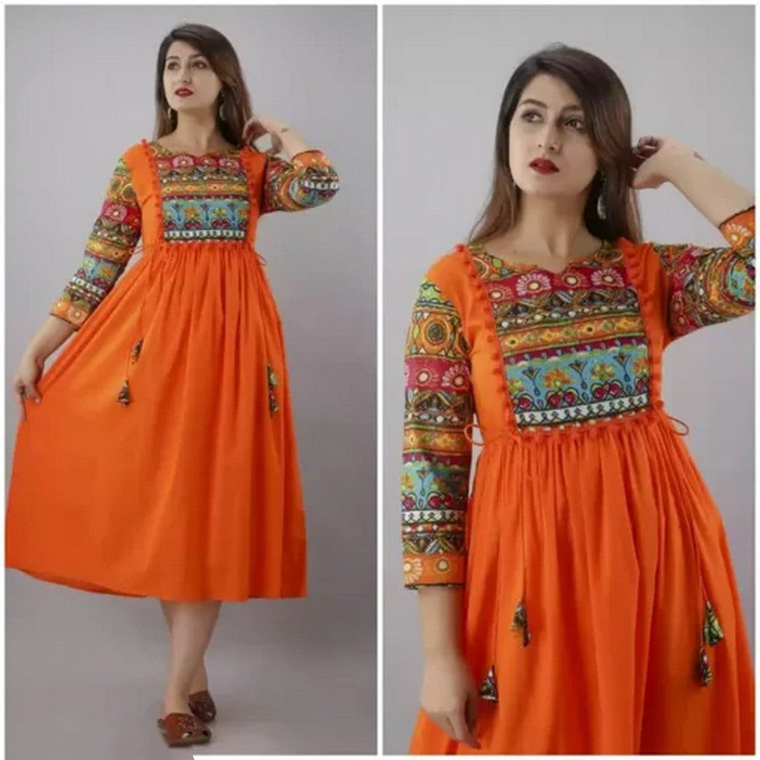Rayon A line printed kurti