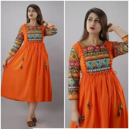 Rayon A line printed kurti
