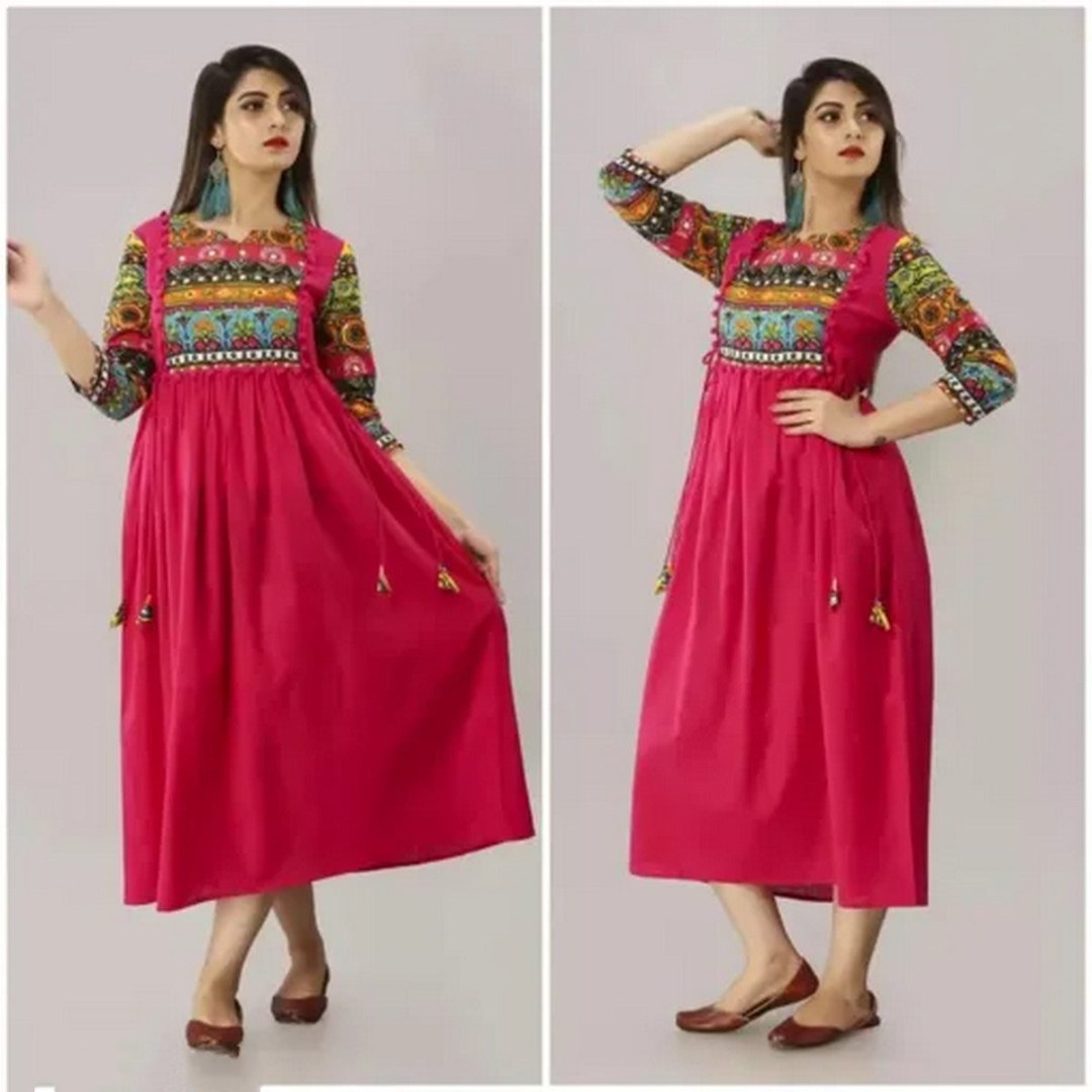 Rayon A line printed kurti