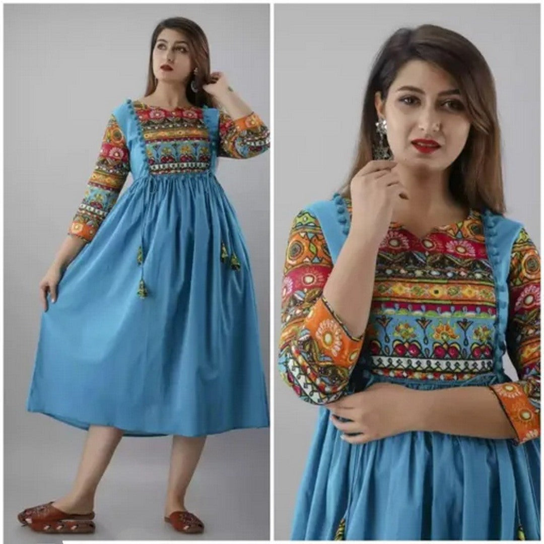 Rayon A line printed kurti