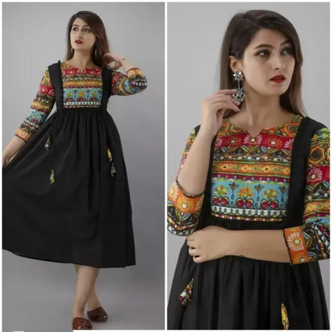 Rayon A line printed kurti