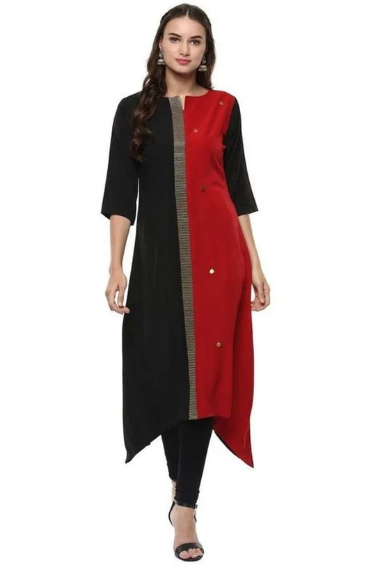 Red and black crepe kurti