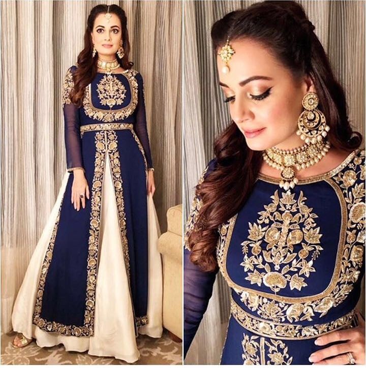 red and white georgette embroidered indowestern lehenga