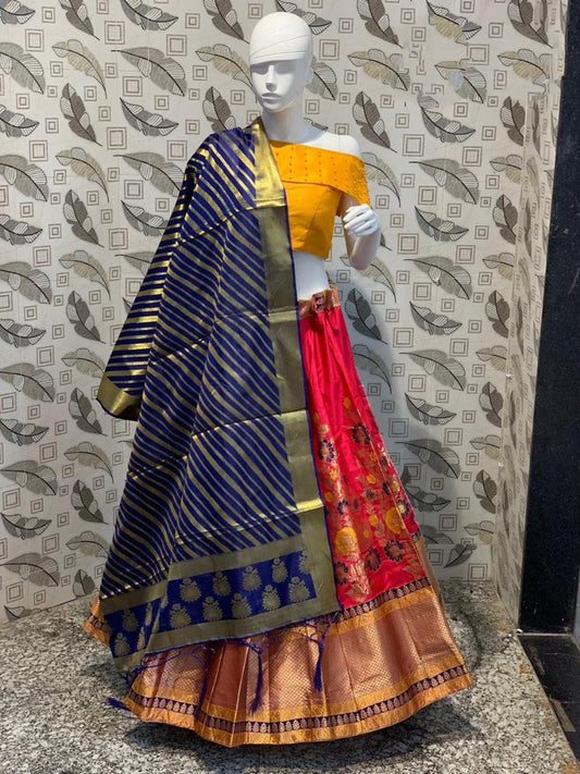 red banarasi silk wedding lehenga