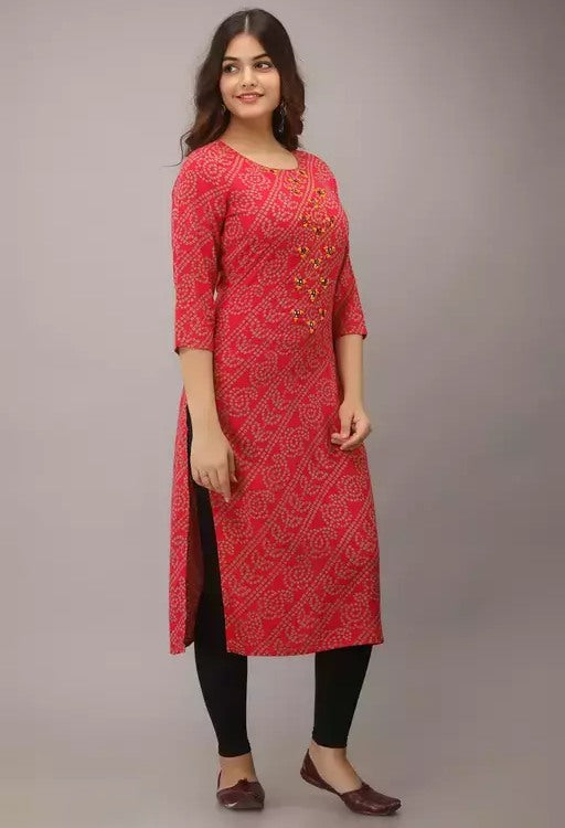 Red bandhni printed kurti