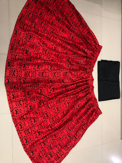 Red banglori satin beautiful printed crop top lehenga