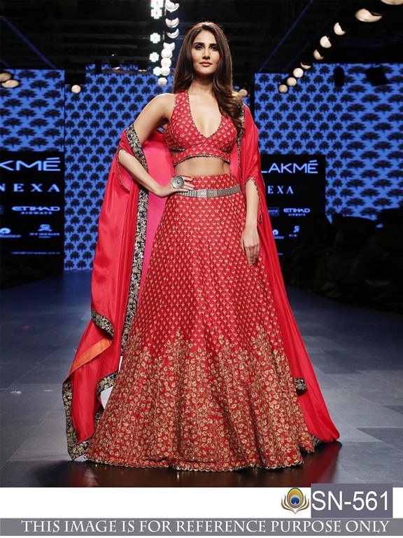 Red banglori silk embroidered wedding lehenga