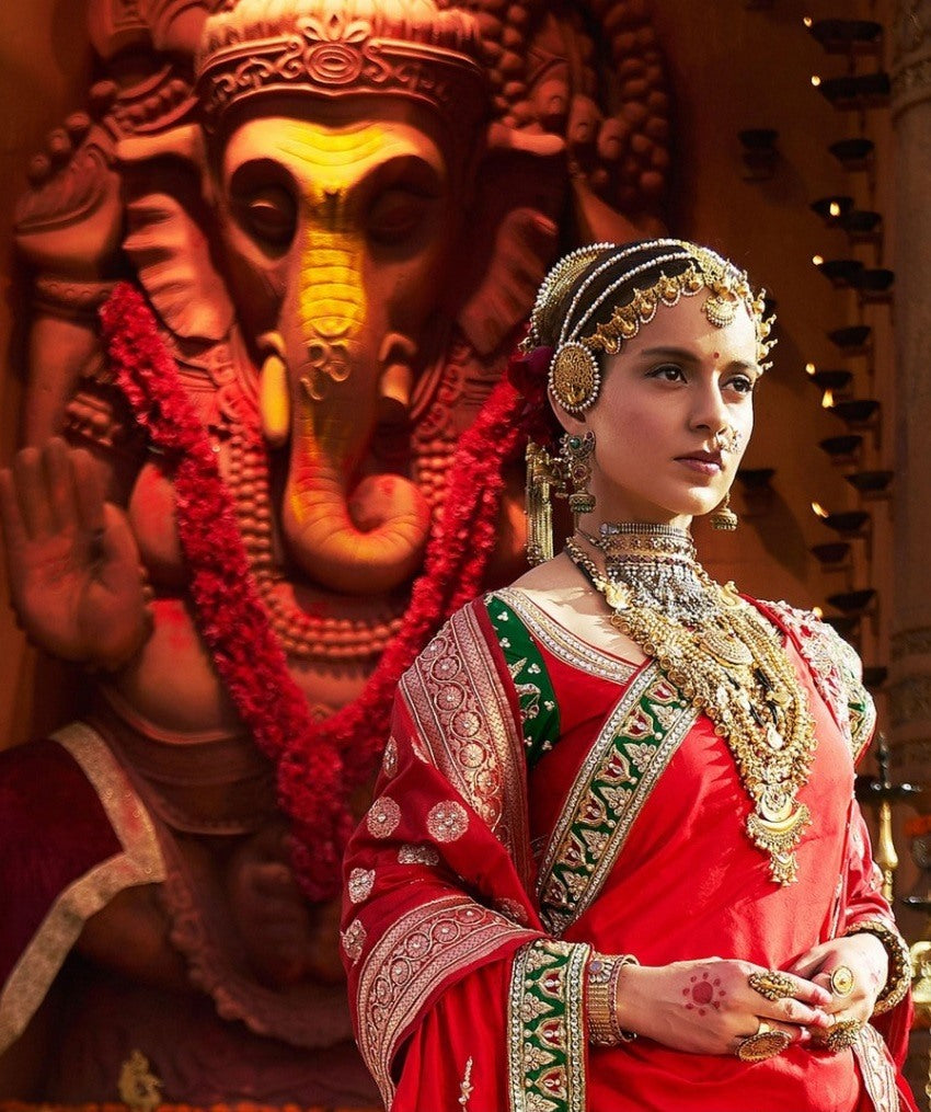 Red bember georgette designer embroidered saree