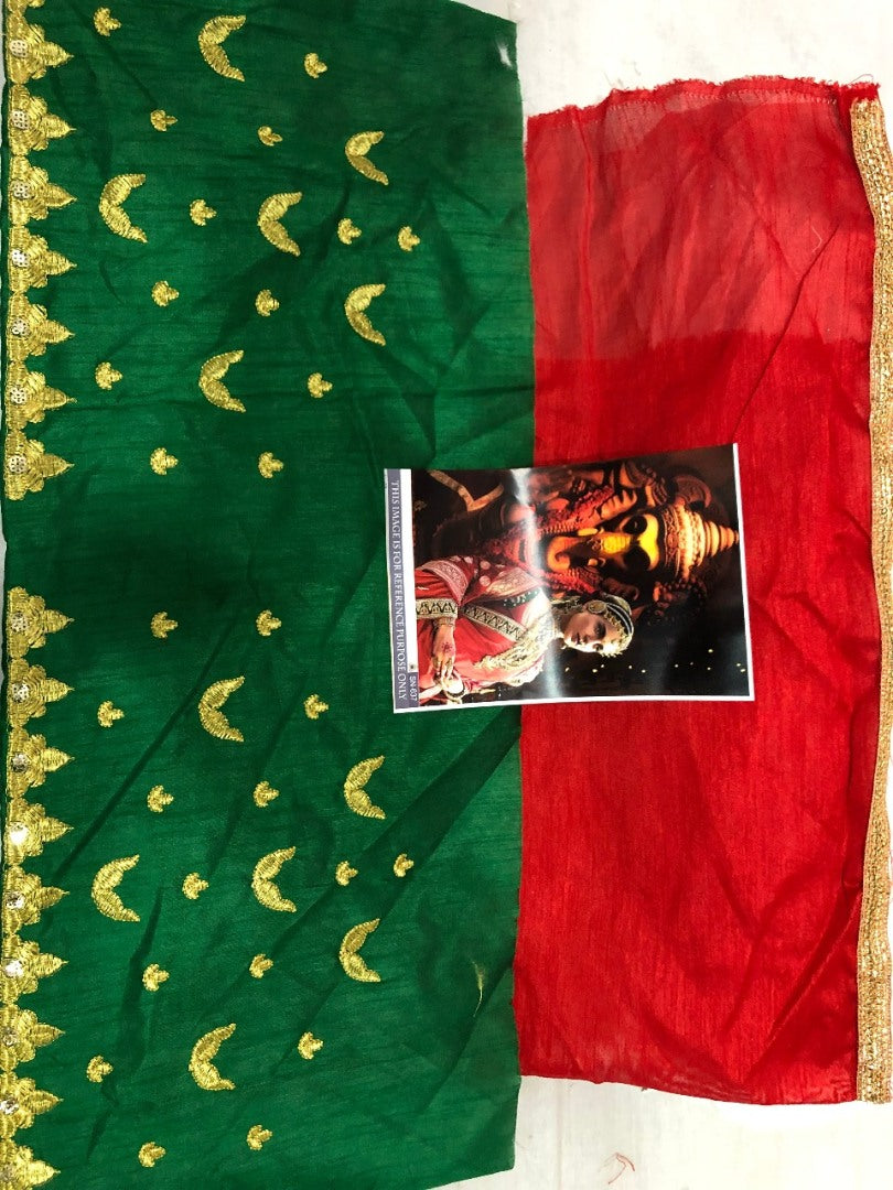 Red bember georgette designer embroidered saree