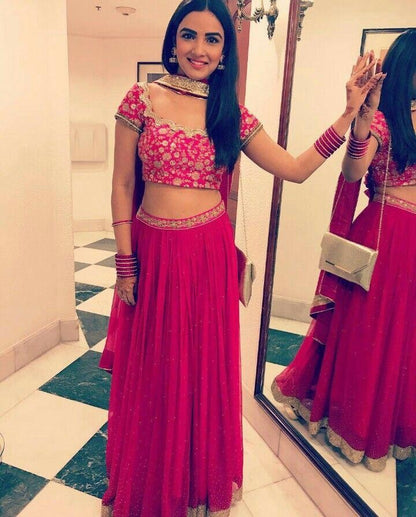 Red georgette beautiful ceremonial lehenga choli