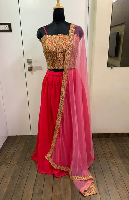 Red georgette beautiful embroidered partywear lehenga choli