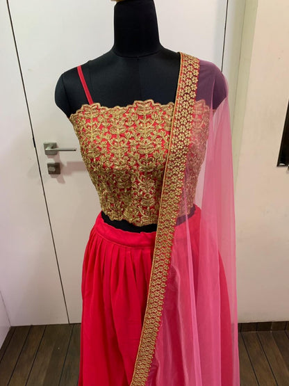Red georgette beautiful embroidered partywear lehenga choli