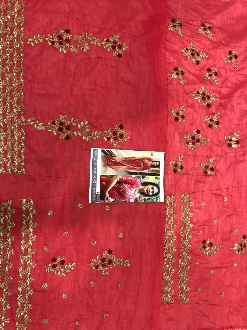 Red georgette embroidered bollywood saree