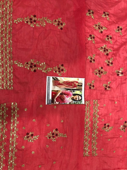 Red georgette embroidered bollywood saree