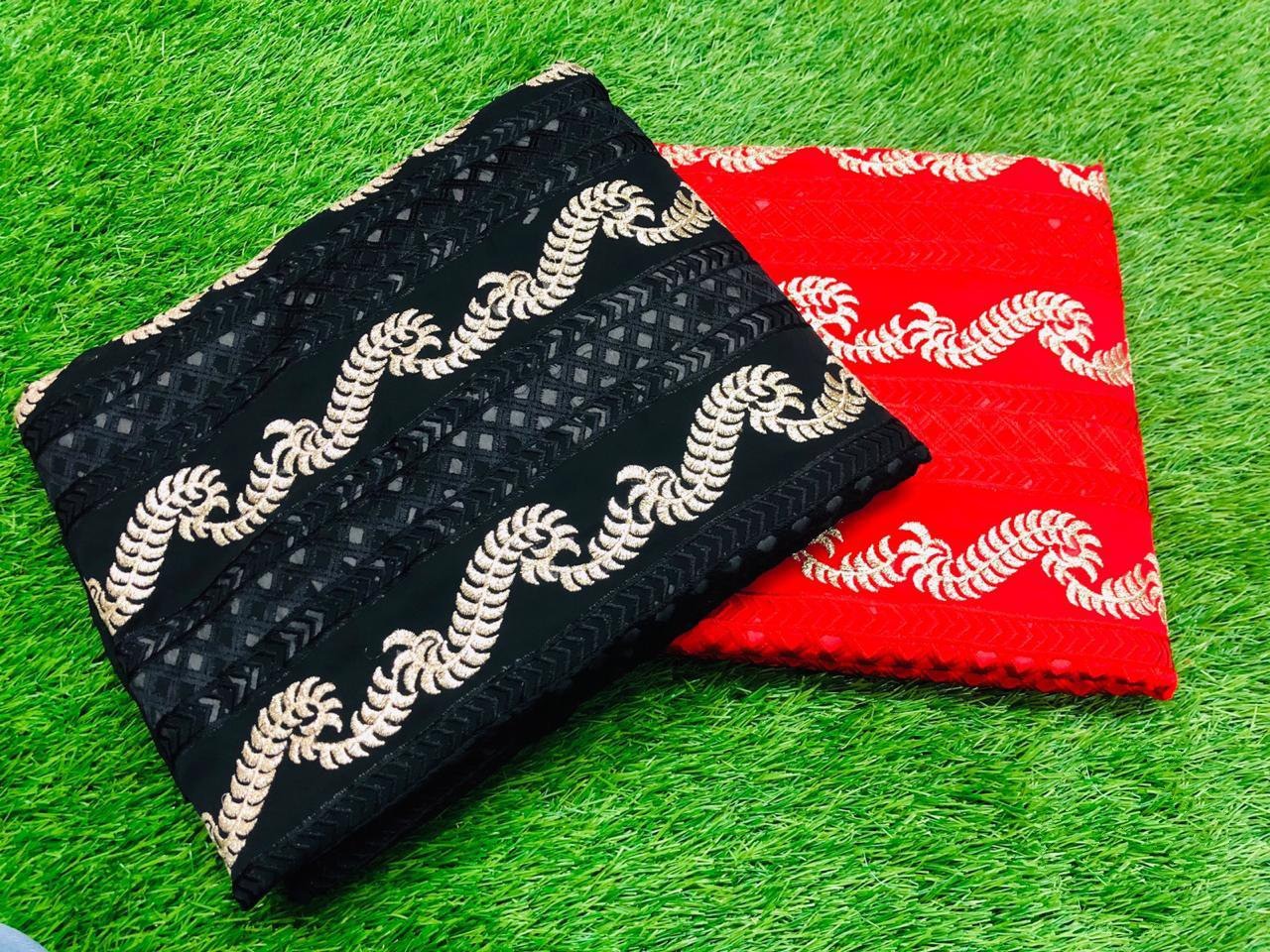 Red georgette embroidered salwar suit