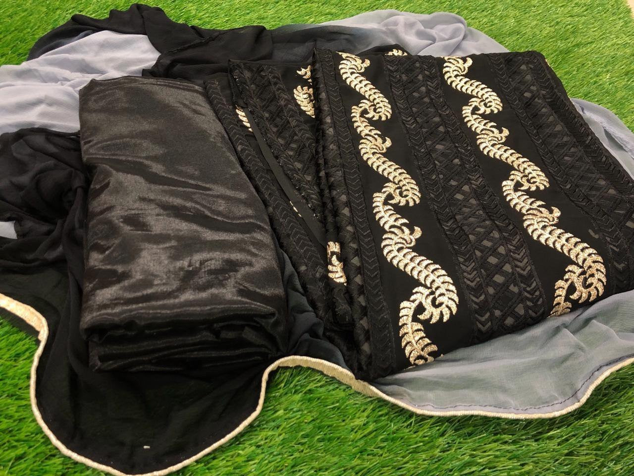 Red georgette embroidered salwar suit