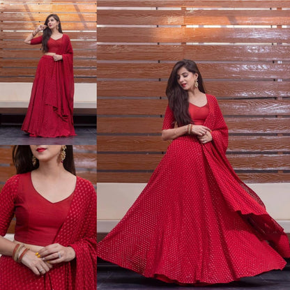 Red georgette embroidered wedding lehenga choli